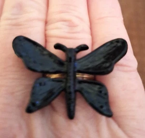 Vintage Ring schwarz Schmetterling verstellbar - Bild 1 von 4