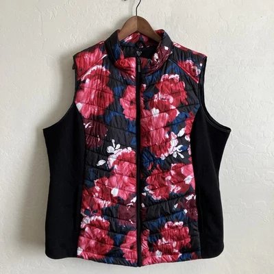 Livi Active Puffer Vest Womens Plus 22 24 Floral Full Zip Outdoor Pockets - Image 1 of 4