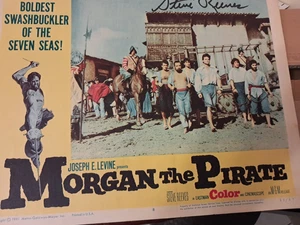 STEVE REEVES SIGNIERT MORGAN DER PIRAT FILMPLAKAT 11 X 14 - KEIN COA - Bild 1 von 1