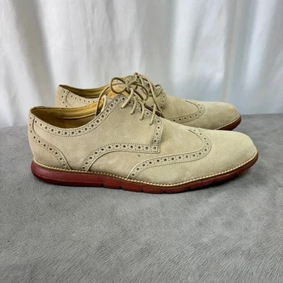 Cole Haan Grandsprint Punta de Ala Informal Oxford Beige Para Hombre EE. UU. 11M Gamuza Superior Foto 1 de 4