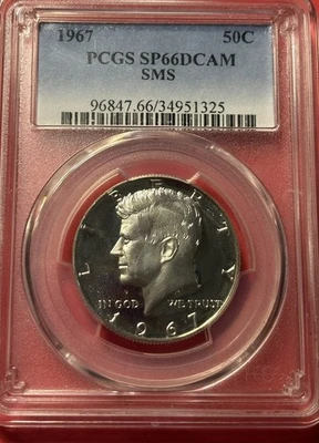 1967 SMS Kennedy Half Dollar,  PCGS SP66 DCAM,  Deep Cameo,  Very Rare - Image 1 of 4
