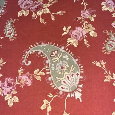 Pottery Barn Florence Red Green Floral Paisley FULL/QUEEN Duvet w Standard Shams - Image 1 of 4