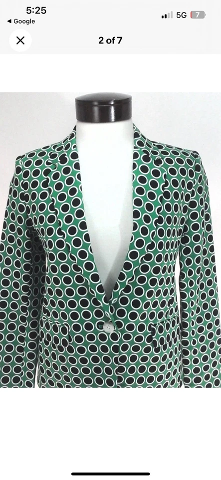 Chaqueta Blazer Michael Kors MK Verde Negro Blanco Lunares Para Mujer Talla 8 Foto 1 de 4