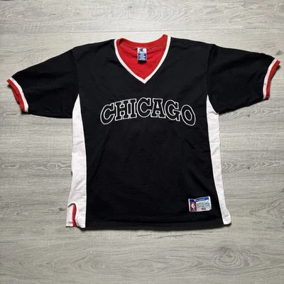 Vintage 90s Champion Chicago Bulls Shooting Shirt Large Warm Up Double Sided SEE - Image 1 of 4