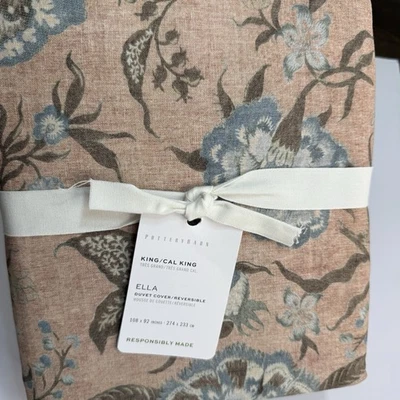 POTTERY BARN ELLA REVERSIBLE DUVET COVER, KING/CAL KING ~ PINK MULTI - Image 1 of 4