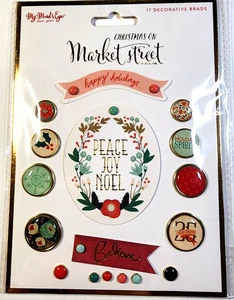 Christmas On Market Street Decorative Brads & Phrases Believe Holiday Spirit - Picture 1 of 3