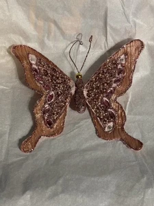 Rot & Gold Schmuck Schmetterling Ornament Perlen auf Gold Clip 6 Zoll - Bild 1 von 14