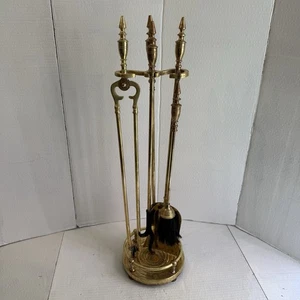 VTG Brass Fireplace Tools Set 5 Piece Signed Adams AAB Co Mid Century Modern MCM - Picture 1 of 18