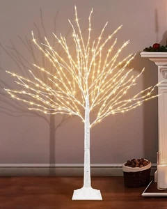 4 FT Lighted Birch Tree, White Birch Tree with 432 LED Lights Artificial Ligh... - Picture 1 of 7
