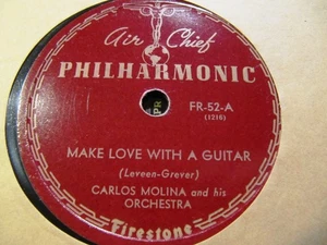 Puerto Rican 1940 CARLOS MOLINA Pobre Sebastian/ Make Love w Guitar Philharmonic - Picture 1 of 2