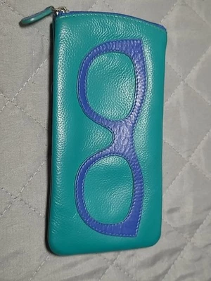 Estuche para gafas de sol colorido lli New York de cuero para damas turquesa Foto 1 de 4