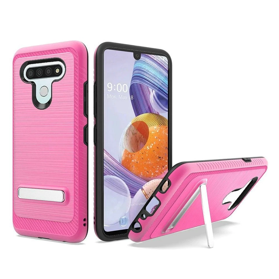 Funda delgada cepillada GSA con soporte para LG Stylo 6 - rosa intenso Foto 1 de 1
