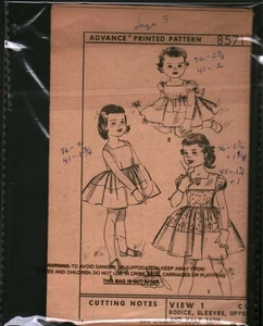 8571 Vintage Advance SEWING Pattern Girls Toddler 1960s Dress Church UNCUT OOP - Picture 1 of 1