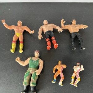 WWF LJN Mini Bendy Wrestling Figures WWE Hulk Hogan George The Animal Vintage - Picture 1 of 13