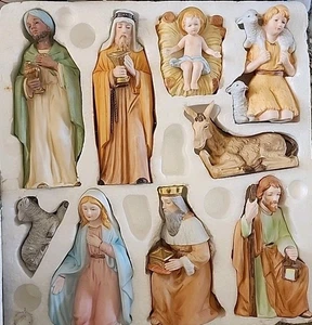 Vintage Homco 9 Piece Porcelain Christmas Nativity Manger Scene Set #5599 - Picture 1 of 12