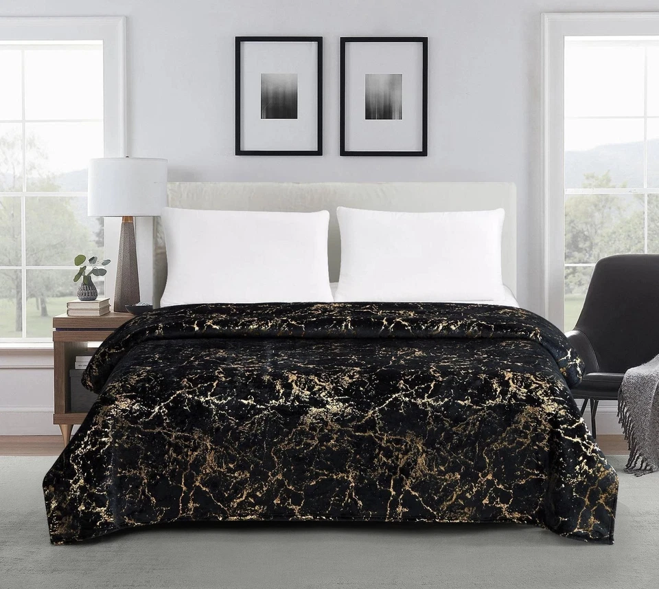 Marble Print Throw Blanket Soft Velvet Double 150x200cm King 200x240cm Bed Sofa - Image 1 of 1