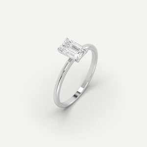 2.01 carat Emerald Cut Engagement Ring | Real Mined Diamond in 14k White Gold - Picture 1 of 6