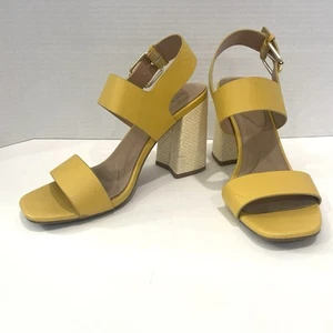 Apt 9 elegante gelbe Damen-Sandalen mit Blockabsatz Größe 8 Sommer Urlaub - Bild 1 von 12