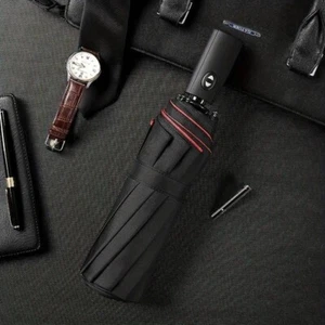 Luxurious Large Automatic Umbrella With Double Layers - Black and Red - Picture 1 of 4
