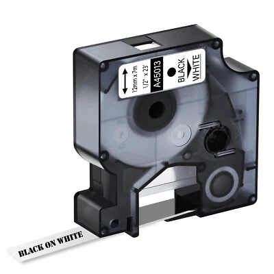 Schriftband für DYMO D1 45013 12mm x 7m schwarz auf Weiß LabelPoint 100 150 200