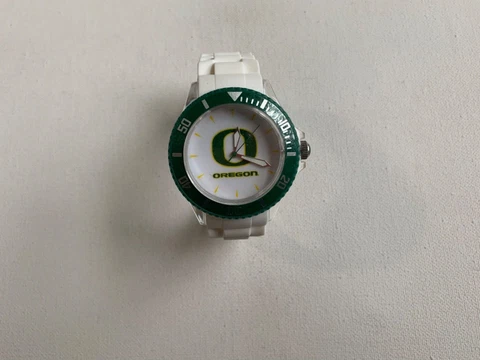 University Of Oregon Ducks Wrist Watch White Silicone 3 ATM Water Resistant HTF Cover