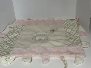 Maison Chic Sheep Lamb Baby Security Blanket Lovey Tan Cream Teether 2017 Pink - Picture 1 of 2