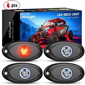 Nilight 4PCS Pods Red LED Rock Lights Underbody Wheel Well Light Offroad ATV Utv - Bild 1 von 10