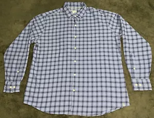 Peter Millar Men's XL Blue Plaid Long Sleeve Button Up Shirt Silk Blend - Picture 1 of 11