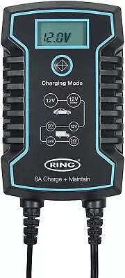 RSC808 Ring 8A Smart Charger And Battery Maintainer LCD Display 12/24V Voltage • 48.47€
