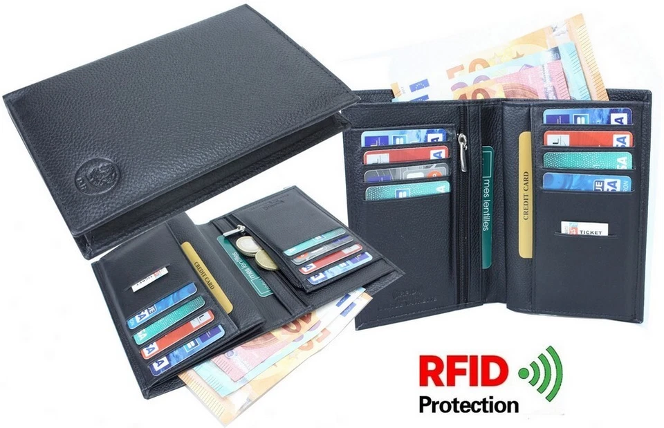 Portefeuille Homme Tout en Un  RFID en véritable Cuir - Photo 1/4