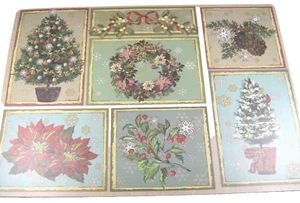 Foam Backed Vinyl Place Mats Merry Christmas Collage Multi Color 4 Pc. - Picture 1 of 1