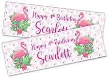  x2 Personalised Birthday Banner Flamingo Design Kids Party Decoration 427