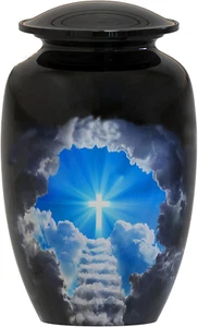 Urns for Human Ashes Adult Large Stairway to Heaven - Cross Cremation Urns for A - Picture 1 of 12