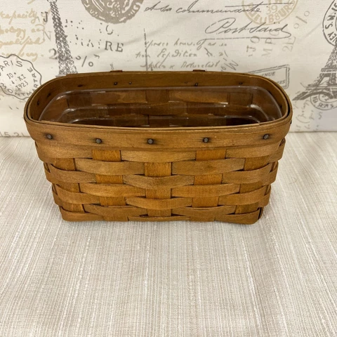 Longaberger 1989 Small Key Basket with Wall Hanger and Plastic Protector Cover
