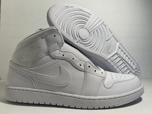 Nike Air Jordan 1 Mid Triple White 2022 Men's Size 18 US 554724-136 - Picture 1 of 5