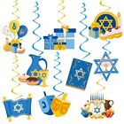 9Pcs Hanukkah Hanging Swirls Decorations Menorah Star Chanukah Happy Hanukkah...