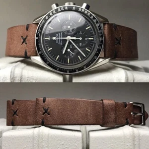 20 mm handmade OTTER Brown Genuine Leather watch Strap X STYLE for speedmaster - Imagen 1 de 3