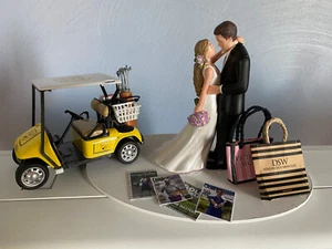 Novio No Golf Novia Tema de Compras Divertido Pastel Recepción Día de Boda - Imagen 1 de 1