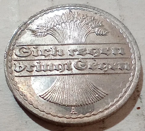 1920 A Germany 50 Pfennig Deutsches Reich Friedrich Ebert Weimar republic Coin Cover