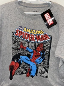 New Marvel The Amazing Spider-Man T-Shirt XL Red Blue Gray Yellow Unisex - Picture 1 of 3