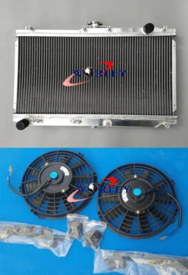 Radiador de alumínio + ventiladores para Mazda Miata MX5 1.8L 1999-2005 2000 2001 2002 2003 MT - Imagem 1 de 4