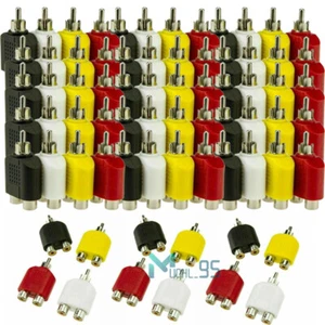 Adaptador de cable 1 macho a 2 hembras RCA Y divisor convertidor de enchufe de audio y video - Imagen 1 de 18