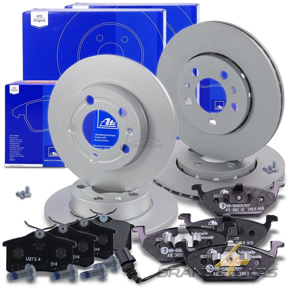 ATE BREMSSCHEIBEN +BELÄGE VORNE+HINTEN FÜR SKODA FABIA 2 ROOMSTER 5J VW POLO 9N