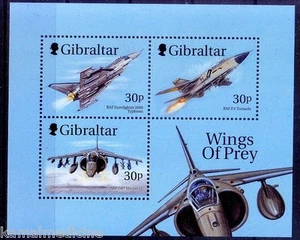 Fighter Planes, Air Force, Aviation, Wings of Prey, Gibraltar 1999 MNH SS - Picture 1 of 1