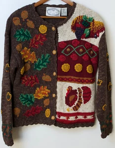 Cárdigan suéter vintage 1996 Eagle's Eye para mujer otoño talla PS hojas Turquía - Imagen 1 de 7