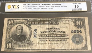 1902-$10PB-il PIL di KINGFISHER, OK in PCGS-15. Offerte per la prima volta su eBay. - Foto 1 di 6