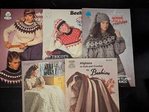 Patones de colmena vintage patrones de tejido suéteres nórdicos folletos afganos - Imagen 1 de 20