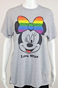 Disney Minnie Mouse Love Wins Rainbow Pride Short Sleeve Tee Shirt Womens Medium - Picture 1 of 7
