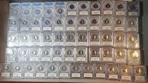 US States & Territories SILVER Quarter Proof Set. 56 Coins, All PR69DCAM. - Picture 1 of 9
