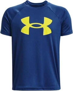 NEW Boy's Under Armour Blue Big Logo Short Sleeve Active Shirt Size Youth XLarge - Picture 1 of 8